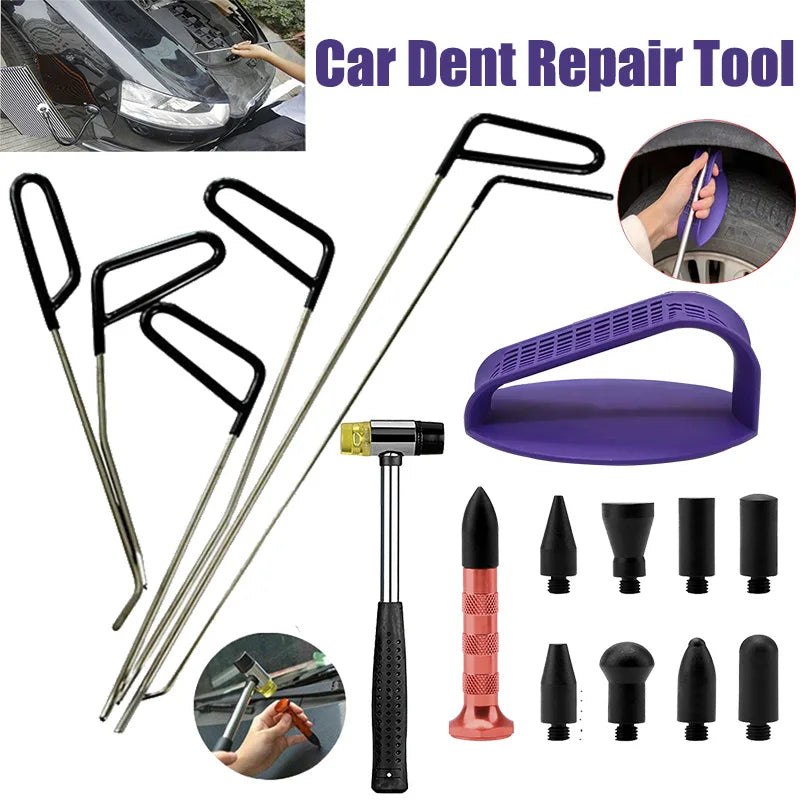 Car Dent Repair Stainless Steel Rods Hooks Crowbar Kit for Automotive Body Dent Removal Hail Dings Tools
