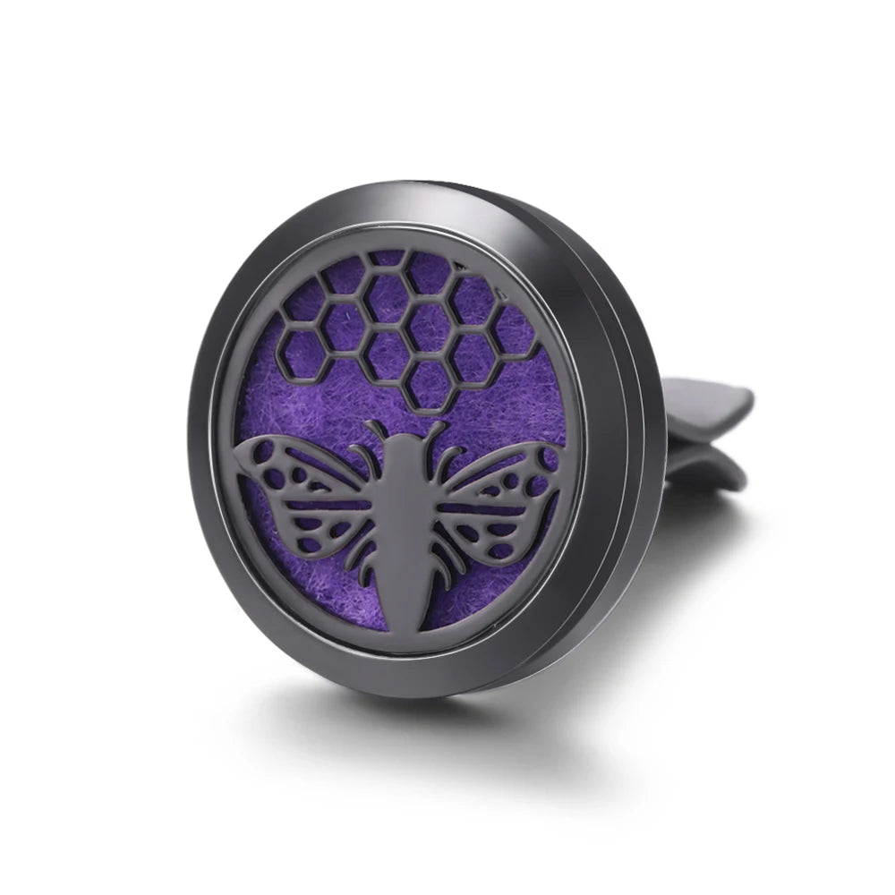 New Car Air Freshener Diffuser Clip Black Hollow Pattern Aromatherapy Lockets Essential Oil Perfume Pendant Car Ornaments Gift