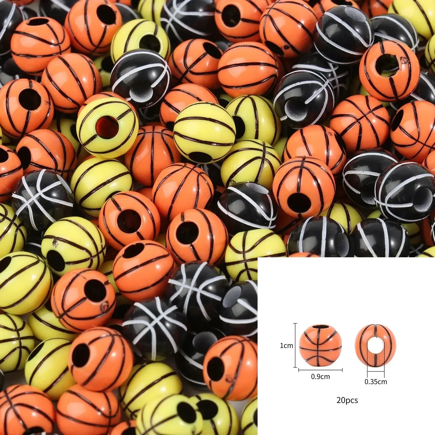 20/50Pcs Sport Basketball Baseball Tennis Beads Spacer Acrylic Beads For Making Bracelet Necklace DIY Craft Jewelry Supplies