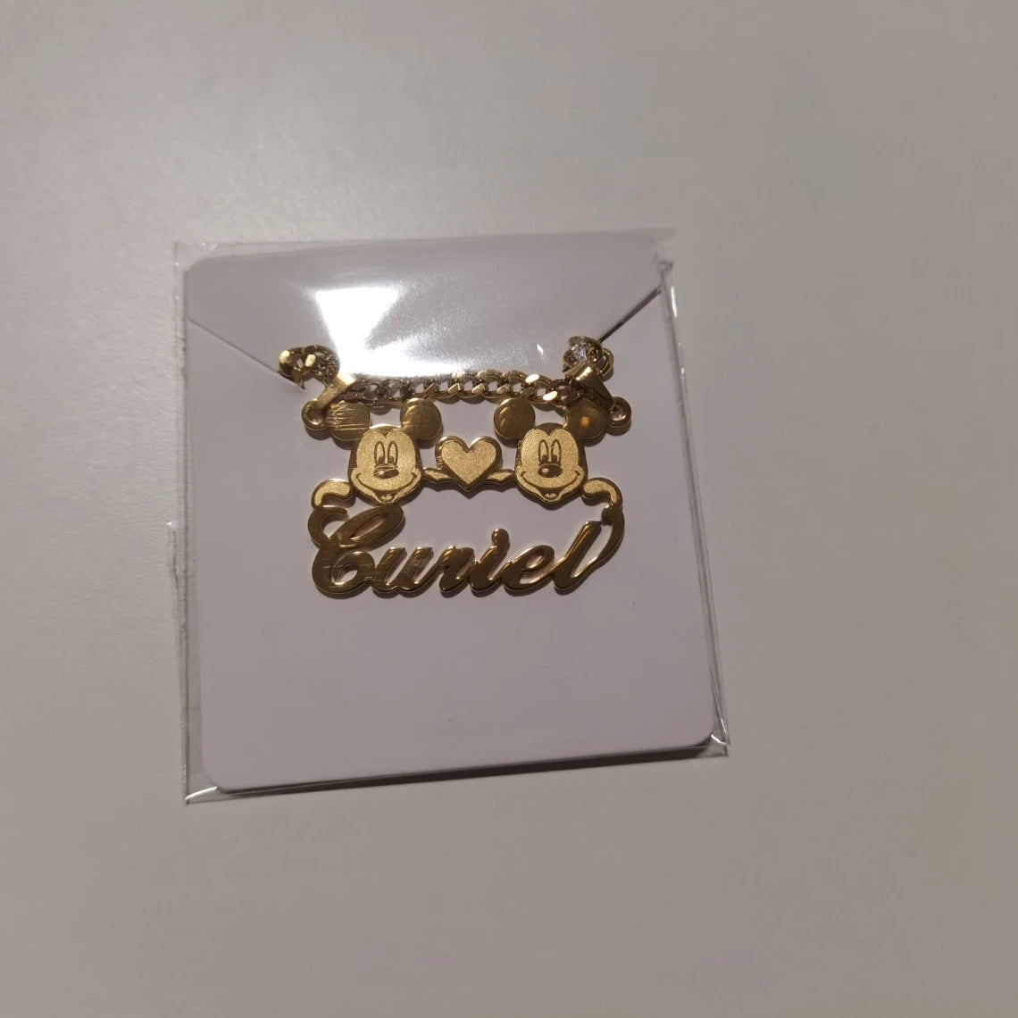 Custom Removable Cartoon Character Name Pendant Gold Color Stainless Steel Heart Nameplate Necklaces For Women Girl Kids