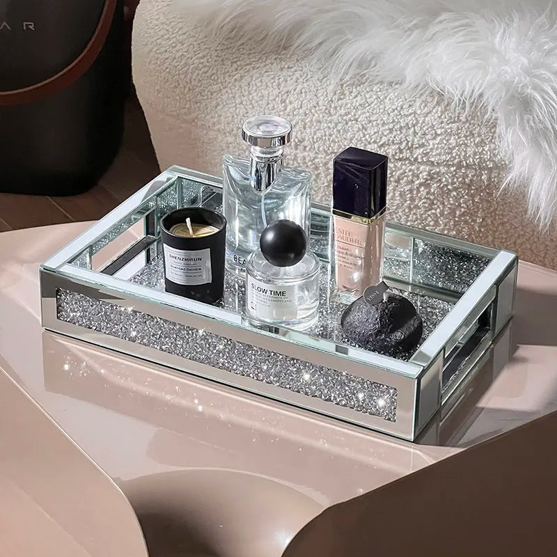 Luxury-inspired desktop skincare organizer, vanity perfume tray, and key holder