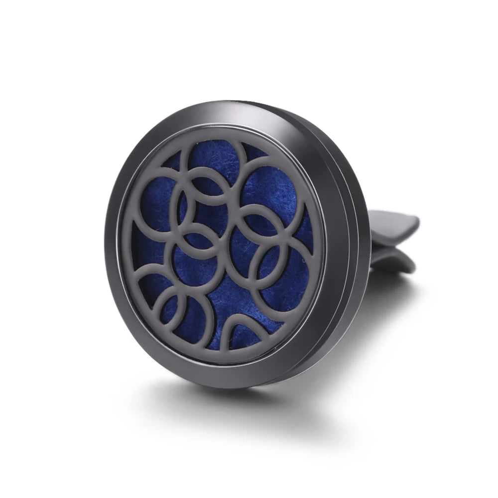 New Car Air Freshener Diffuser Clip Black Hollow Pattern Aromatherapy Lockets Essential Oil Perfume Pendant Car Ornaments Gift