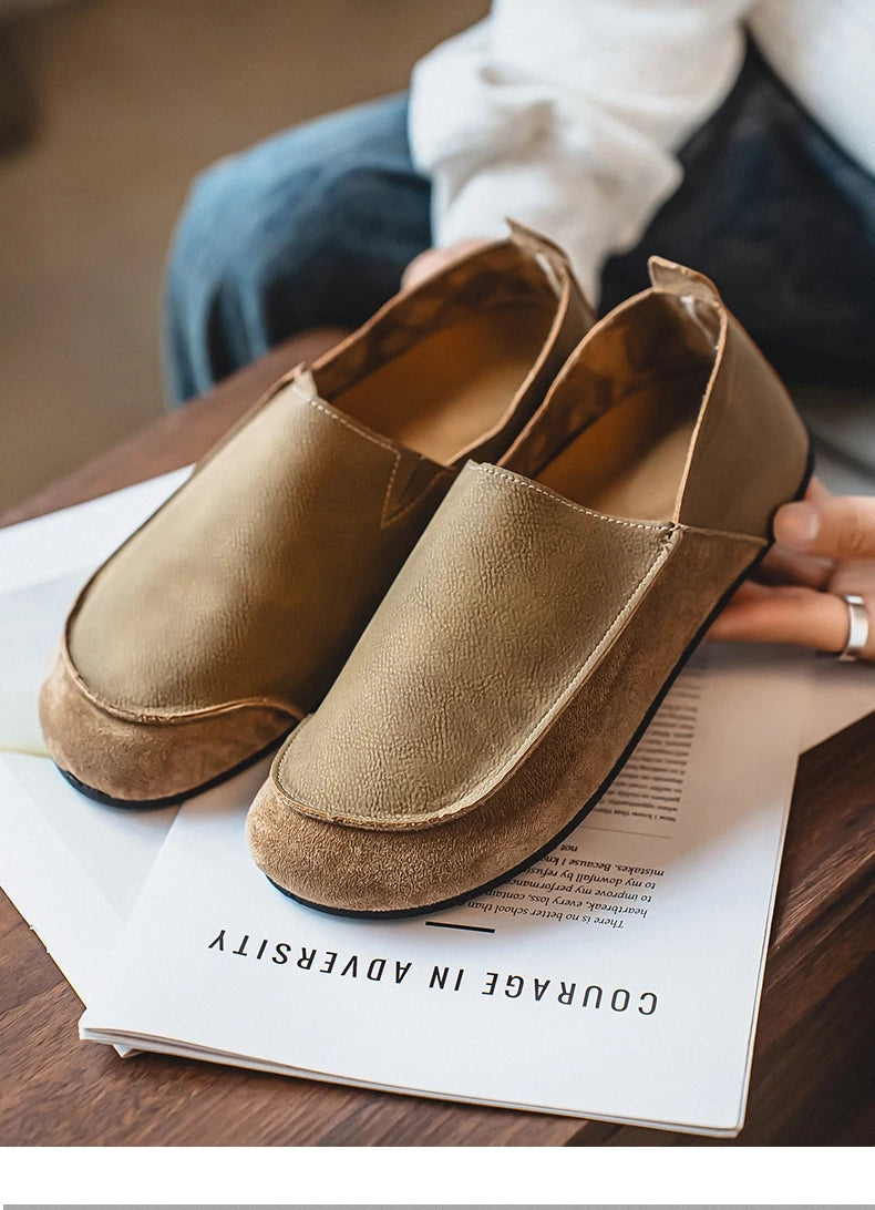 Man Loafers Outdoor Walking Fashion Mens Casual Shoes Soft Leather Comfort Half Slippers Breathable Lazy Driving Shoes Moccasins