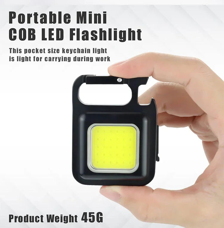 Super Bright 1500LM Work Light COB 500mah LED Flashlight Pocket Keychain USB Rechargeable Waterproof For Outdoor Camping