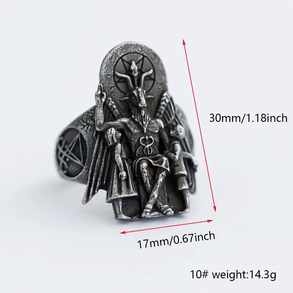 EW Vintage Ring Lucifer Satan Signet Ring for Men with Anubis Stainless Steel Fashion Punk Jewelry Gift Wholesale
