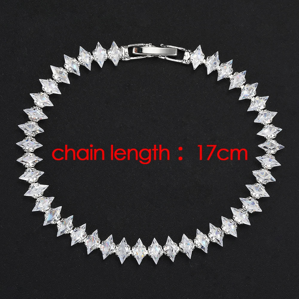 Luxury Dainty Tennis Bracelet for Women Silver Color Sparkling Cubic Zircon Stackable Chain Crystal Banquet Wedding Jewelry H085