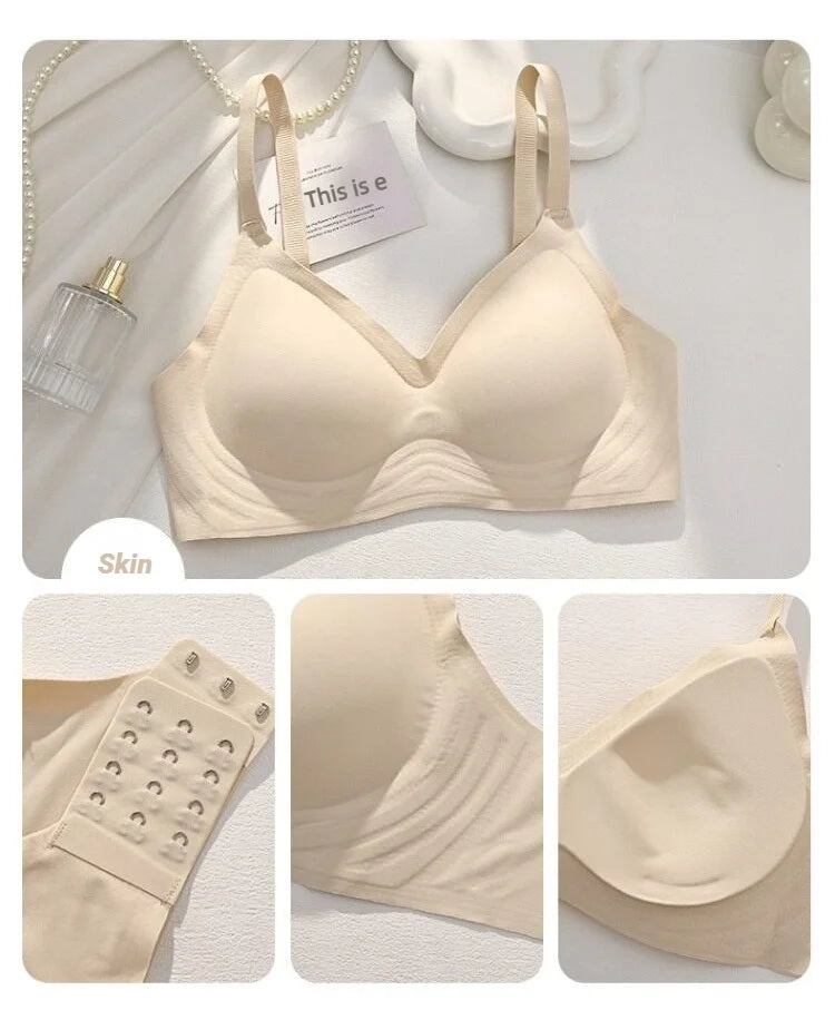Small Breast Seamless Bra Women'S Push-Up Comfortable Non-Underwire Soft Support Closed Underwear For Women With Breasts No Rims
