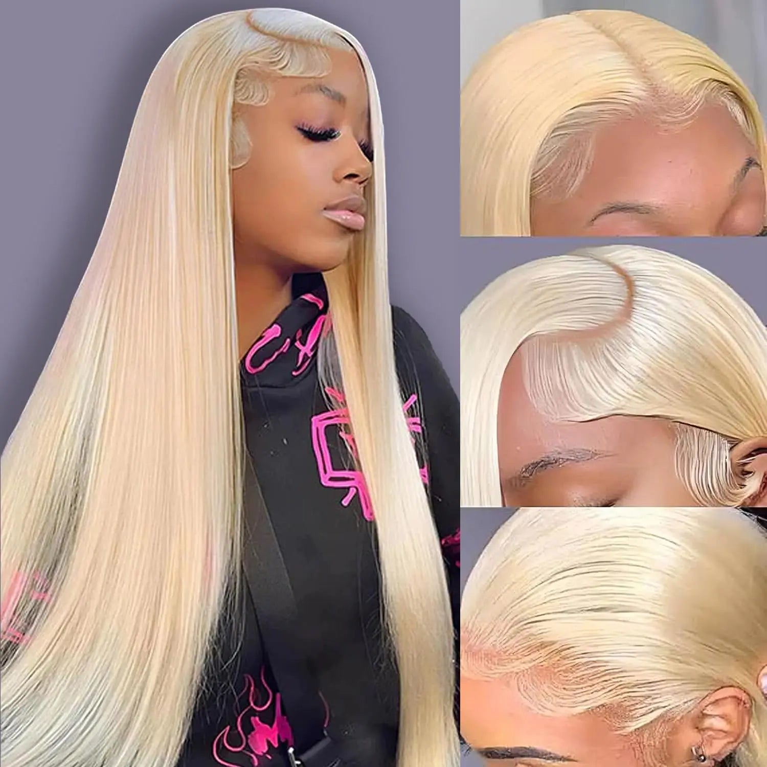 30 Inch 613 Lace Front Wig Human Hair Blonde 13X6 HD Transparent Lace Front Wigs Human Hair 180% Density Blonde L Wigs 613 HD Straight Lace Frontal Wig Pre Plucked