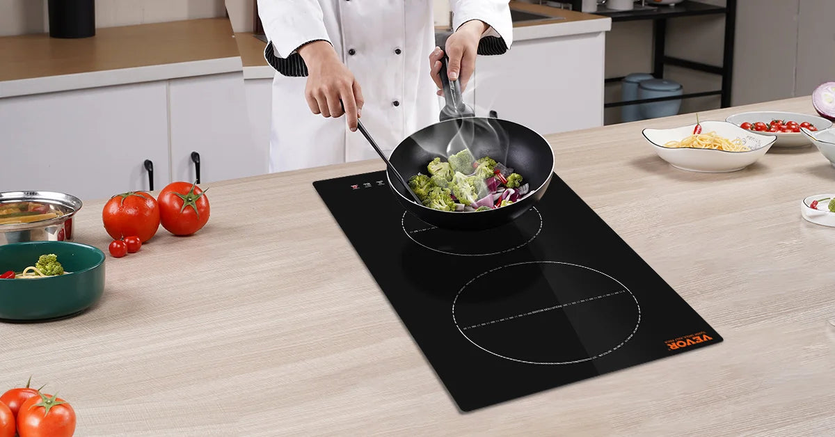 SucceBuy 2 Burners Electric Induction Cooktop Stove Hob Built-in Burner Cooker Sensor Touch Control Magnetic Cooker Hot Plate