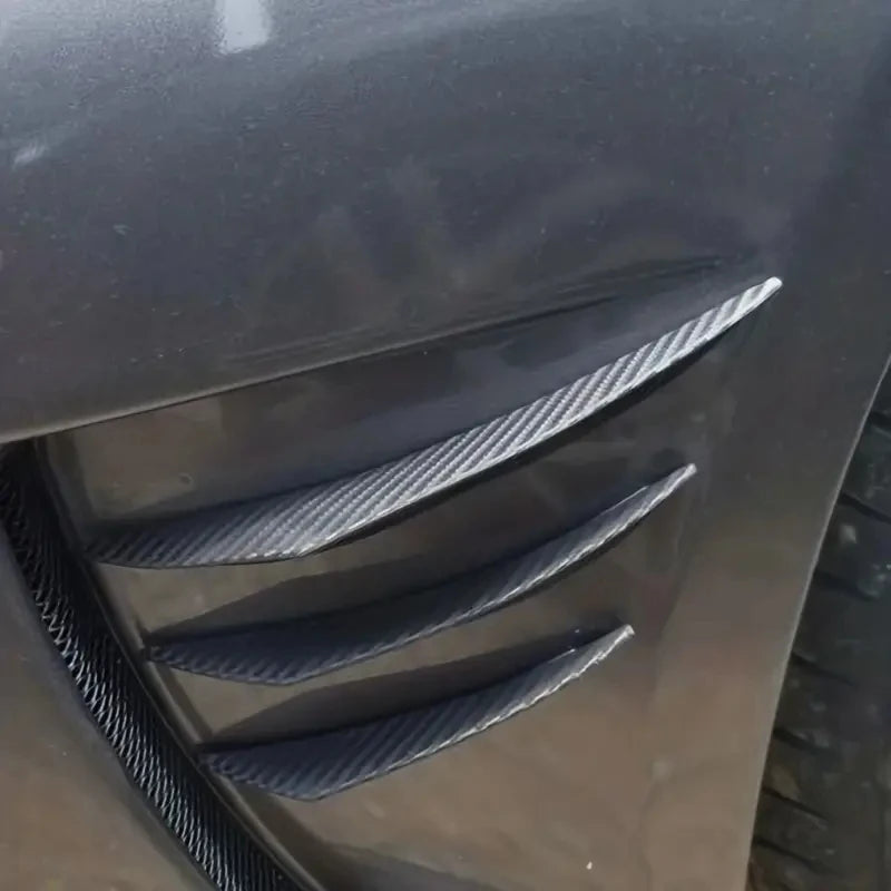 6pc Universal Car Modification Wind Knife Carbon Fiber Pattern Bumper Diffuser Splitter Fins Body Spoiler Canards Exterior Parts