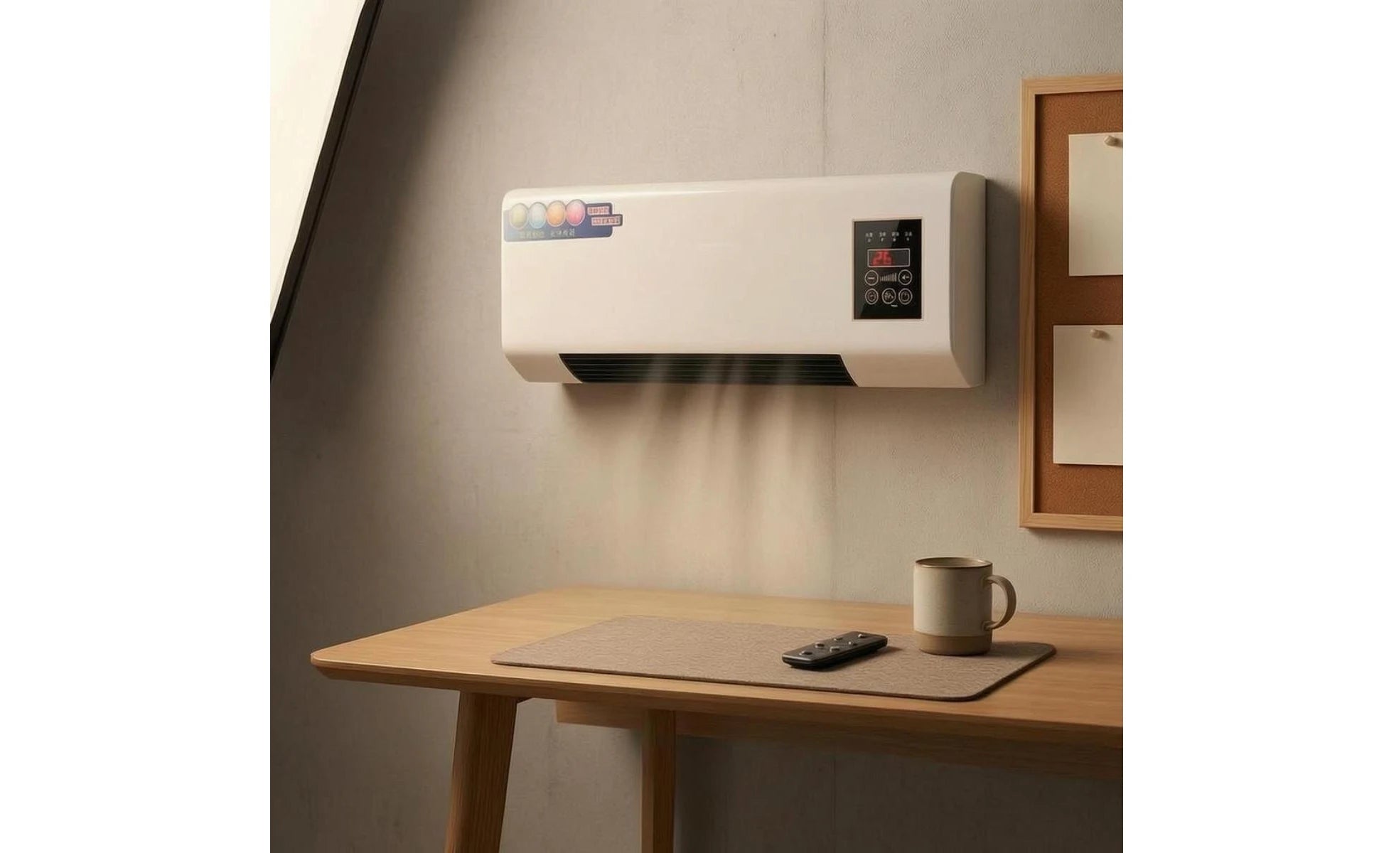 2-in-1 Wall Heater and Cooler Electric Wall-Mounted Heater Fan Home Appliance Wireless Controller Control UK Plug for Indoor