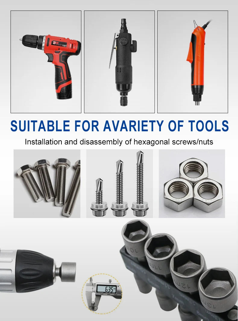Powerful Socket Inner Hexagonal Wrench Hexagonal Handle Screwdriver Socket Extension Rod Pneumatic Screwdriver Insert Tool Set
