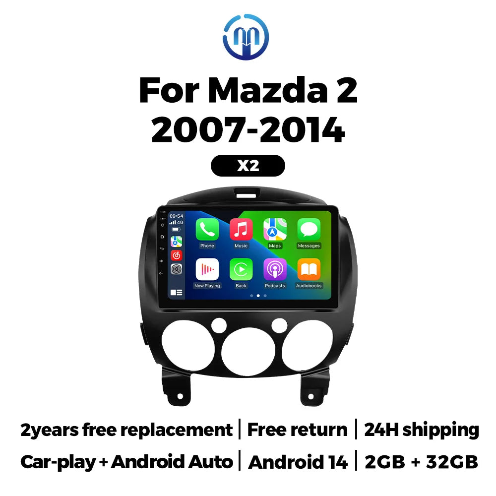 For MAZDA 2 Mazda2 2007-2014 Wireless CarPlay Android Auto Head Unit 2 Din Car Radio Stereo Navi Car multimedia player display