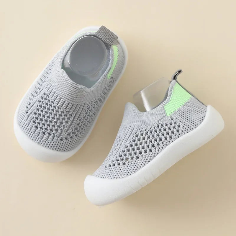 Breathable Knit Mesh Walking Shoes for Kids Spring Summer Soft Sole Anti-Collision Unisex Pastel Casual Sneakers Toddlers 1-3Y