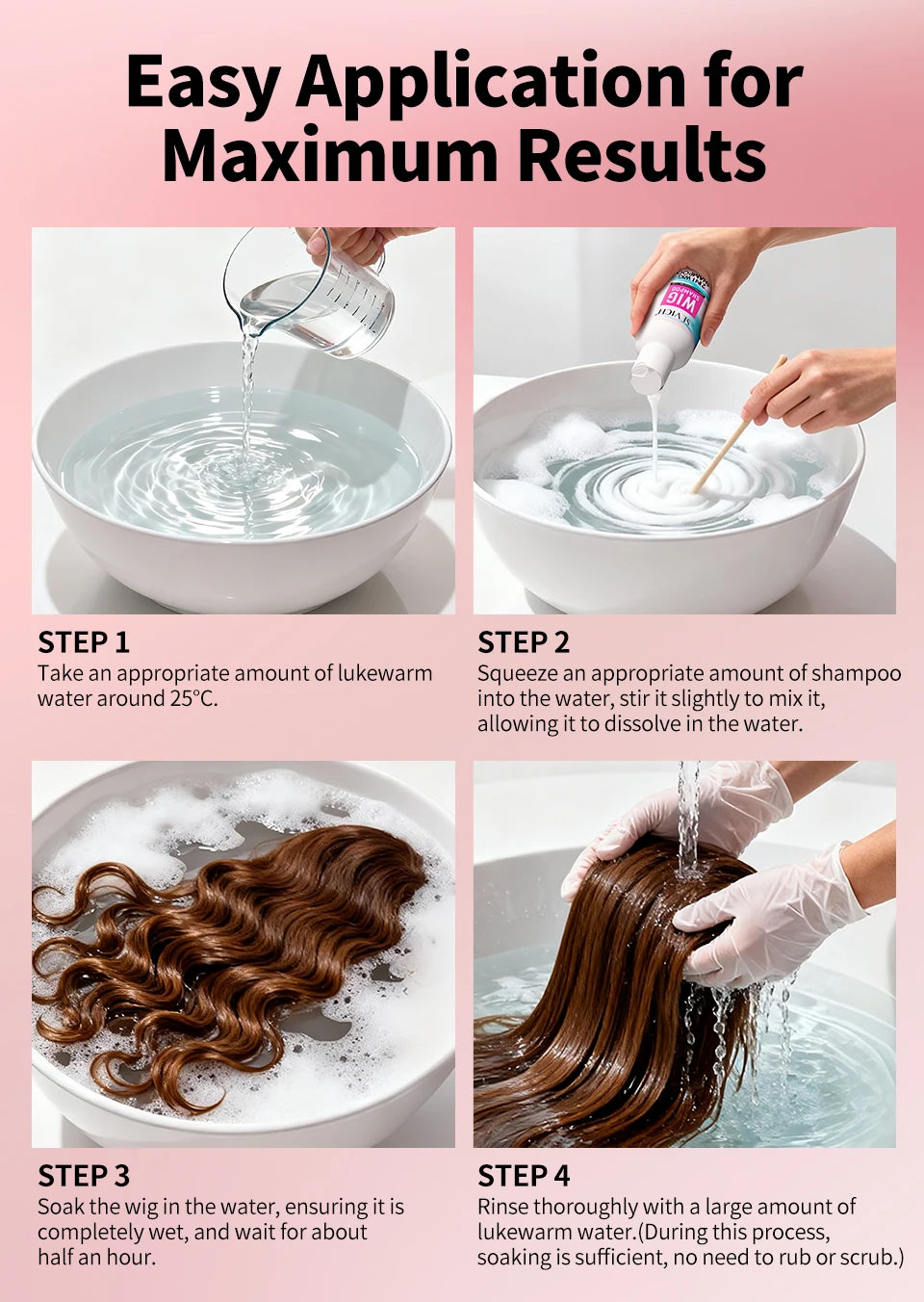 SEVICH 2-IN-1 Wig Shampoo 100ml Human and Synthetic Wig Deep Cleansing Moisturizing Shine 2 in 1 Shampoo Professional Wig Care