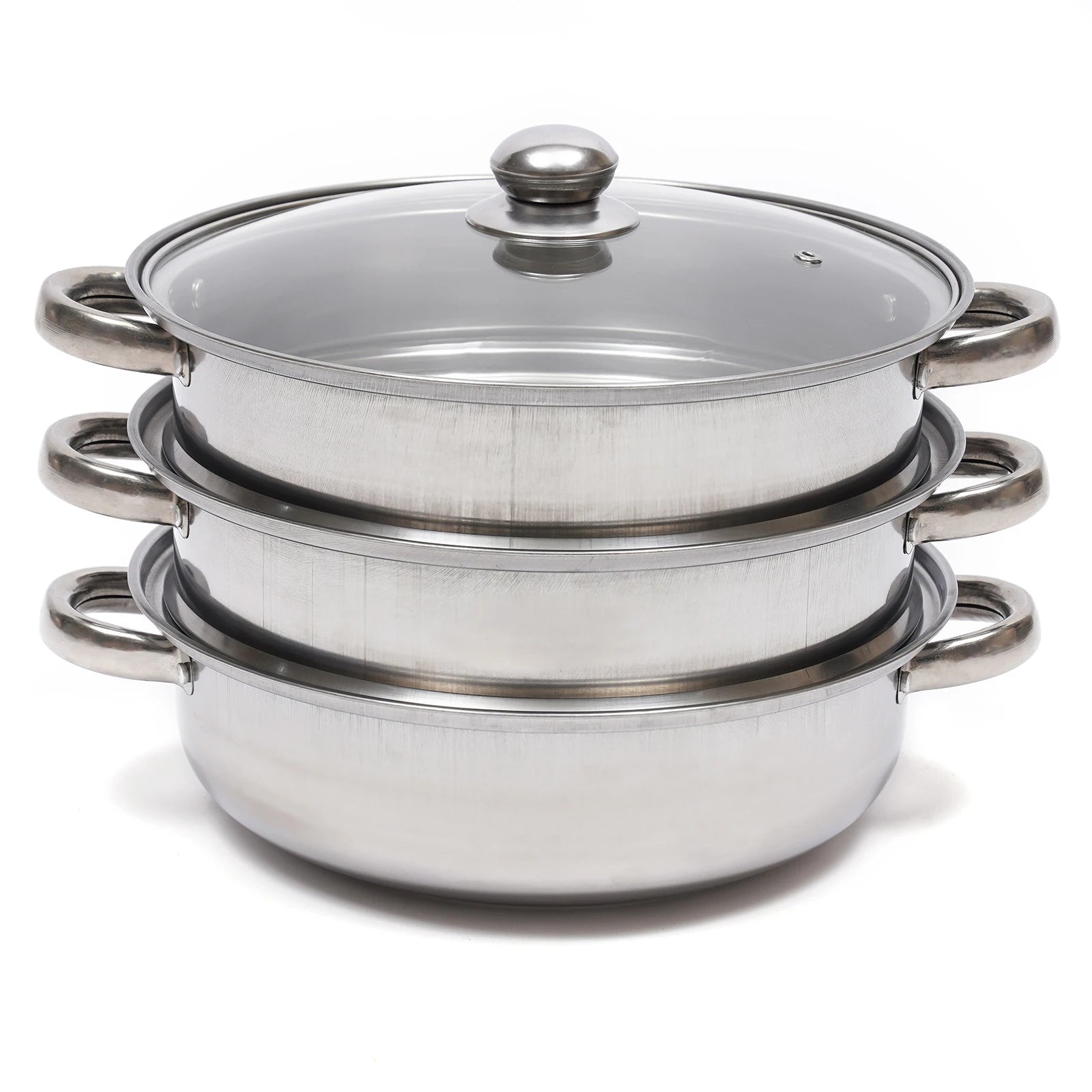 28CM Multi-Function 3 Tier Cook Food Veg Pot Large Stainless Steel Steam Cooker Steamer Kitchen