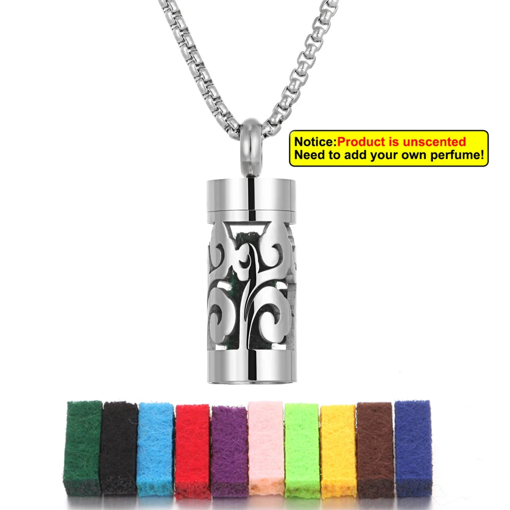 New Stainless Steel Aromatherapy Hollow Out Pendant Angel Wings Pattern Perfume Lockets Essential Oil Diffuser Necklace Jewelry