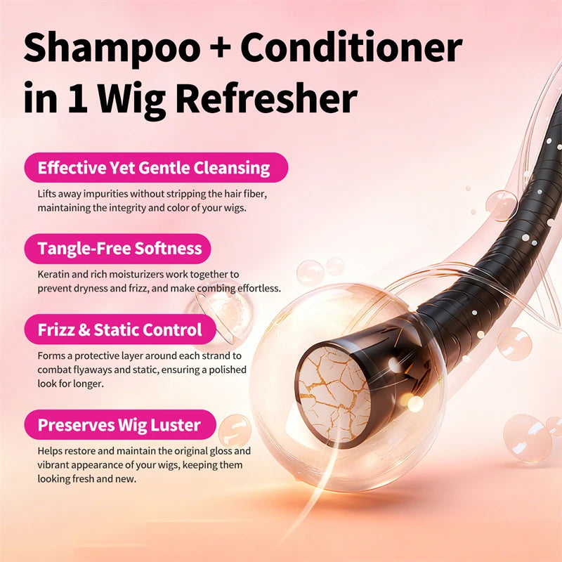 SEVICH 2-IN-1 Wig Shampoo 100ml Human and Synthetic Wig Deep Cleansing Moisturizing Shine 2 in 1 Shampoo Professional Wig Care