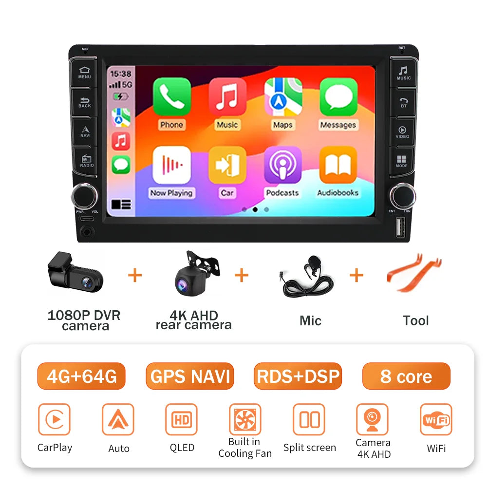 Android 16  For Kia RlO 2 2005 - 2011 2 Din Video Player Car Radio Multimedia Stereo Navigation Carplay AUTO Head Unit Audio  GP