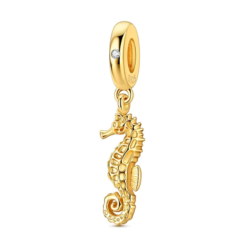 Hot Sales 925 Sterling Silver Golden Series Charms Beads Cross Devil's Eye Bow Charms Pendant Fit Original Bracelet DIY Jewelry
