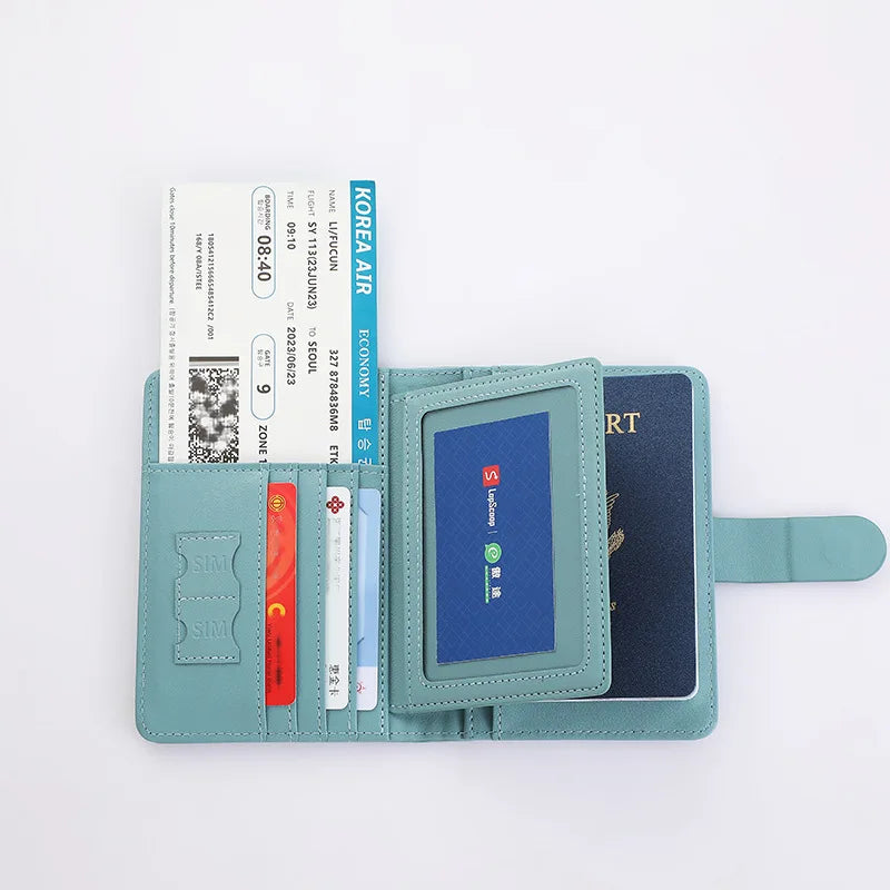 Leather Passport Holder Covers Case Waterproof Travel Credit Card Wallet Cute Passport Book for Women/Men Buckle Passport Cover