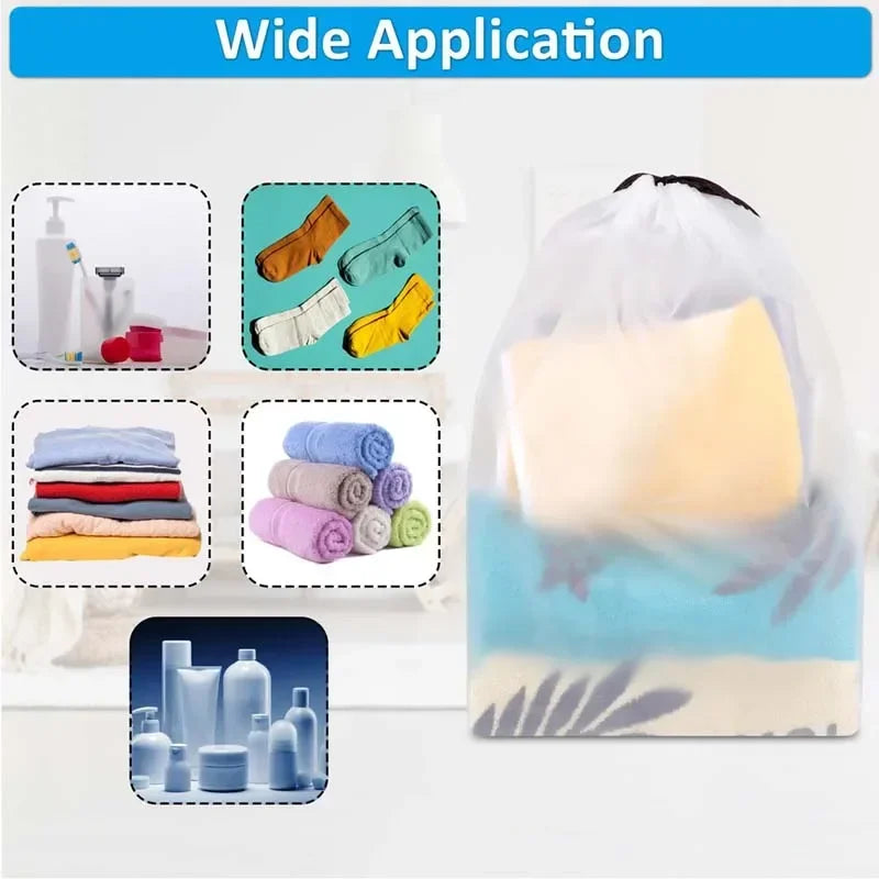 5/10PCS Portable Shoe Storage Drawstring Storage Bag for Sundries Travel Makeup Bag Waterproof Transparent Plastic Storage Bag