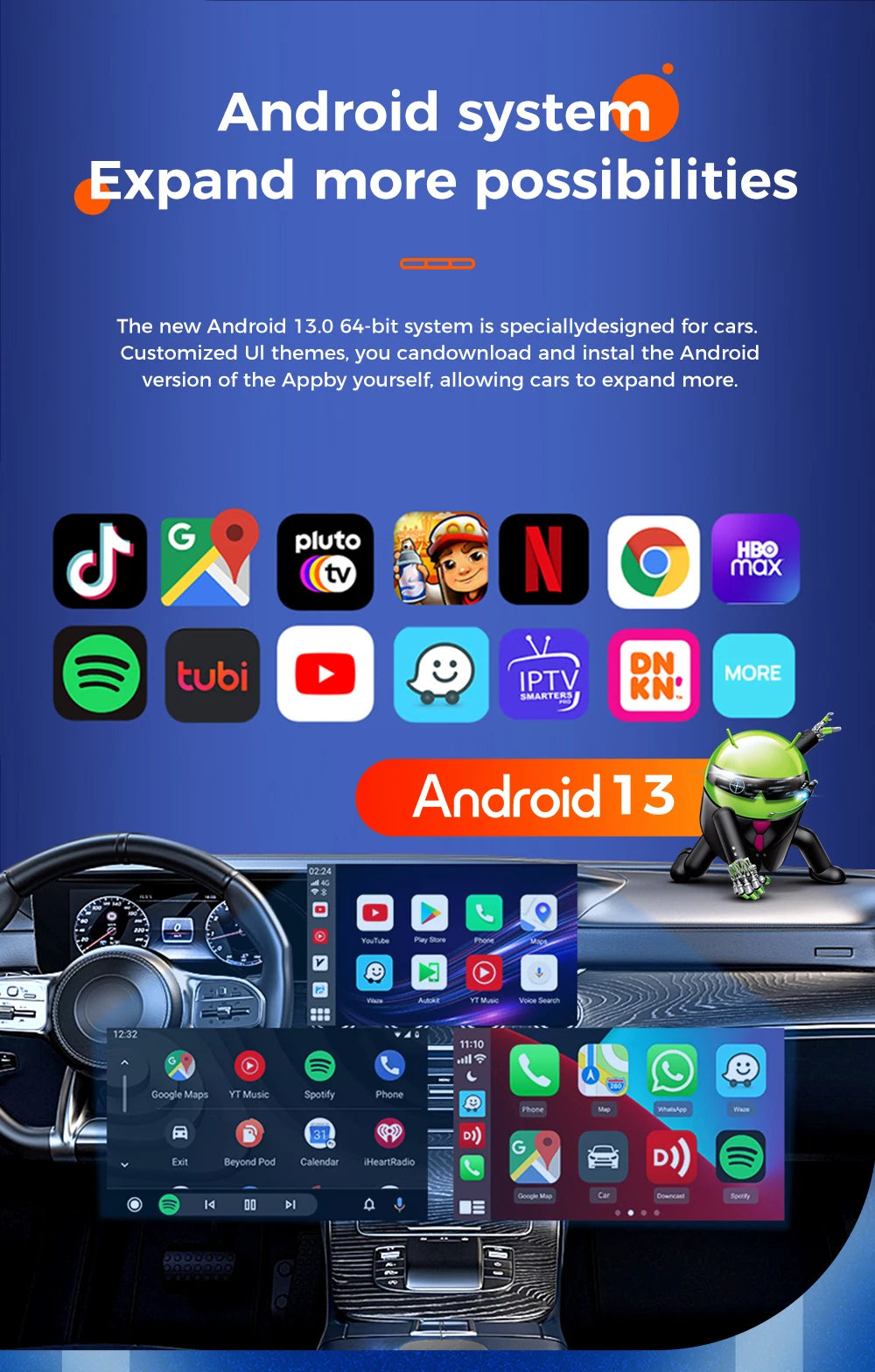 12.3" Android 14 CarPlay Auto Car Radio For Jeep Wrangler 2018-2022 Touch Screen Multimedia Stereo Player GPS Navi dsp Head Unit