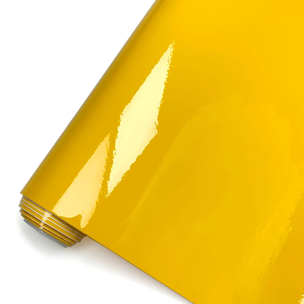 Glossy Yellow Car Covering Film Vinyl Wrap Waterproof Vinyl Auto Tuning DIY Motorcycle Stickers Decor Film for Car Accessories