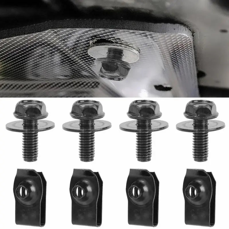 20pcs Car Body Bolts & U-nut Clips M6 Engine Cover Undertray Floor Splash Guards, Bumper Washers Fastener Rivet Screw