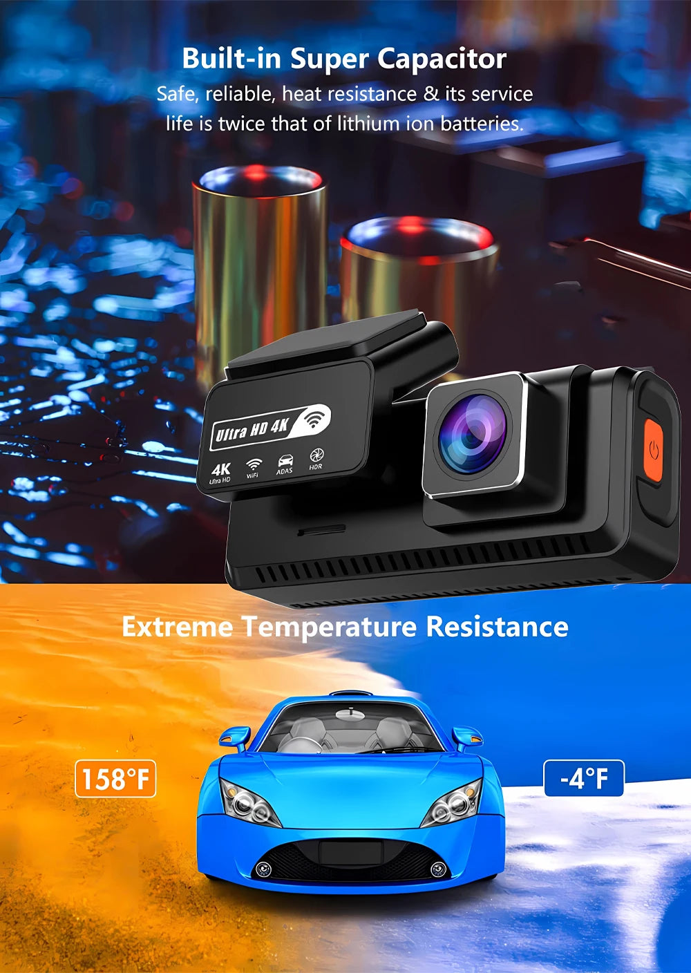 ADAS Dash Cam 4K+2.5K GPS WIFI 24H Night Vision Mini Optional Rear Lens Dashcam Car DVR Video Recorder Camera For Car Black Box