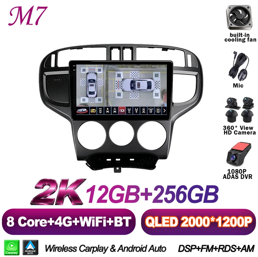 Android 16 For Hyundai Matrix 2001-2010 Car Radio Stereo Head Unit Multimedia Video Player GPS Navigation 2K QLED 9 Inch 5G RDS