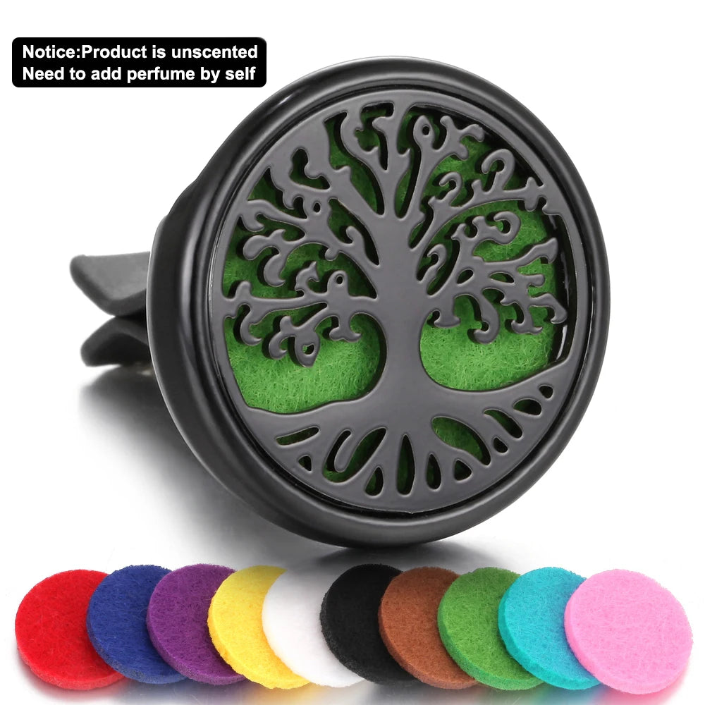 Black Perfume Diffuser Clip Auto Vent Car Air Freshener Alloy Stainless Steel Aroma Aromatherapy Essential Oil Diffuser Locket
