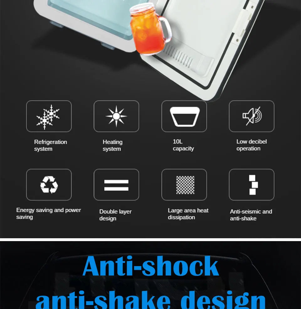 10 Liters Mini Refrigerator Car Home Dual-Use Car Refrigerator Car Heating and Cooling Box Dormitory Insulin Refrigerator