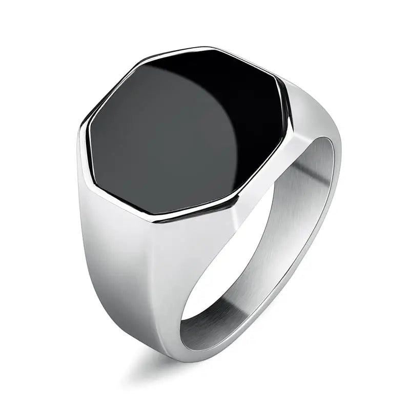 Jiayiqi Men'S Ring Punk Rock 316L Stainless Steel Signet Ring For Men Hip Hop Party Jewelry Male Wedding Gift Custom accept