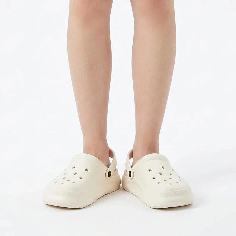 Women's Men's Slippers Summer Anti-Slip Couple Hollow Covered Toe Indoor Outdoor Casual Thick Bottom Sandals for Home Adults
