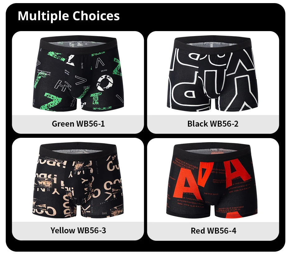 4/10piece Men's European And American Size Printed Fashionable Underwear Comfortable Plus Size Boxer Shorts Casual Sports Shorts