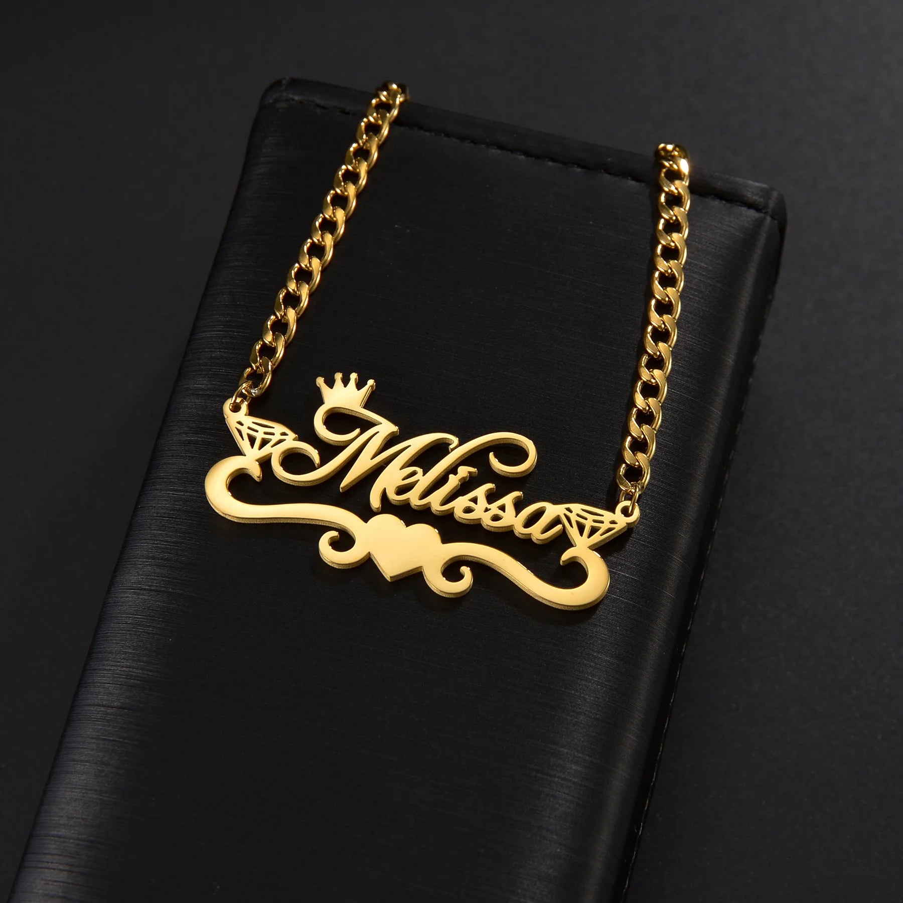 Atoztide Custom Name Necklaces Personalized Stainless Steel 4mm NK Cuban Thick Chain Pendant Letter for Women Jewelry Gift 