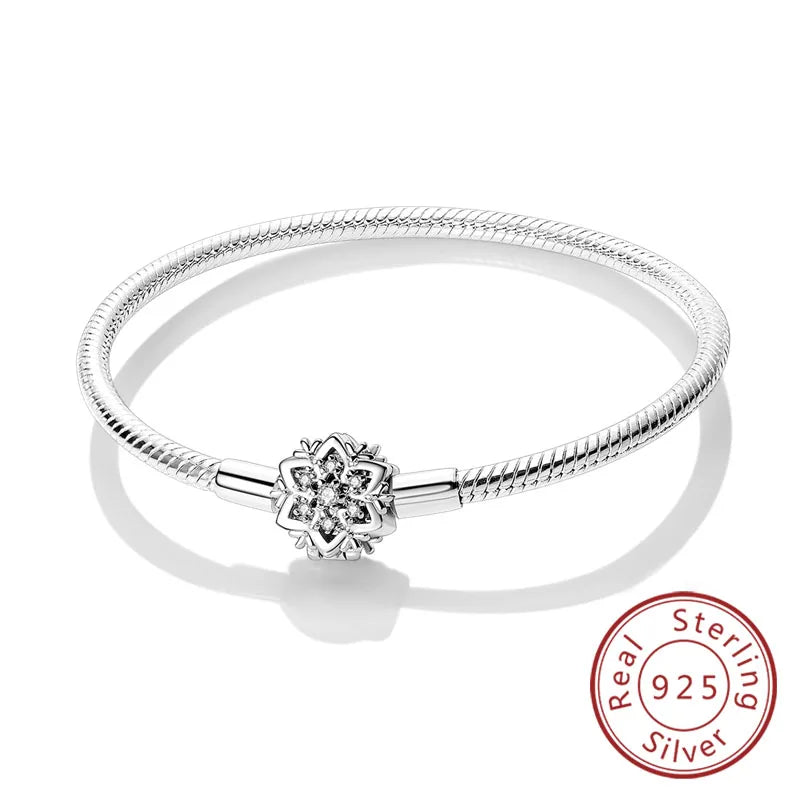 Bracelet Original 925 Sterling Silver Charm Bracelet 17-20CM Love Heart Pave Zirconia Bracelet for Women DIY Charm Jewelry Gifts
