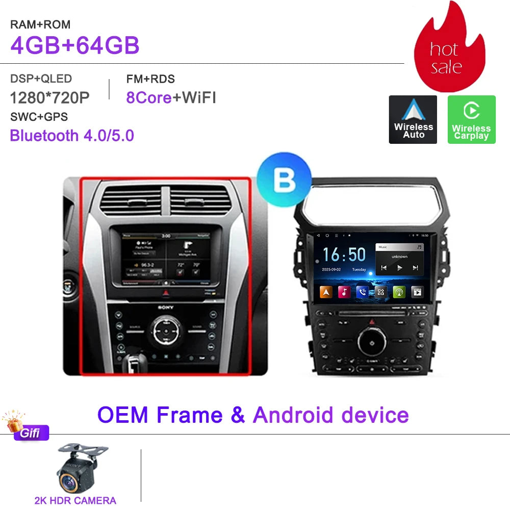 Auto Radio Android 16 For Ford Explorer 5 2011 -2019 Car Multimedia Player Navigation Stereo GPS No 2Din DVD Head Unit  Dash Cam