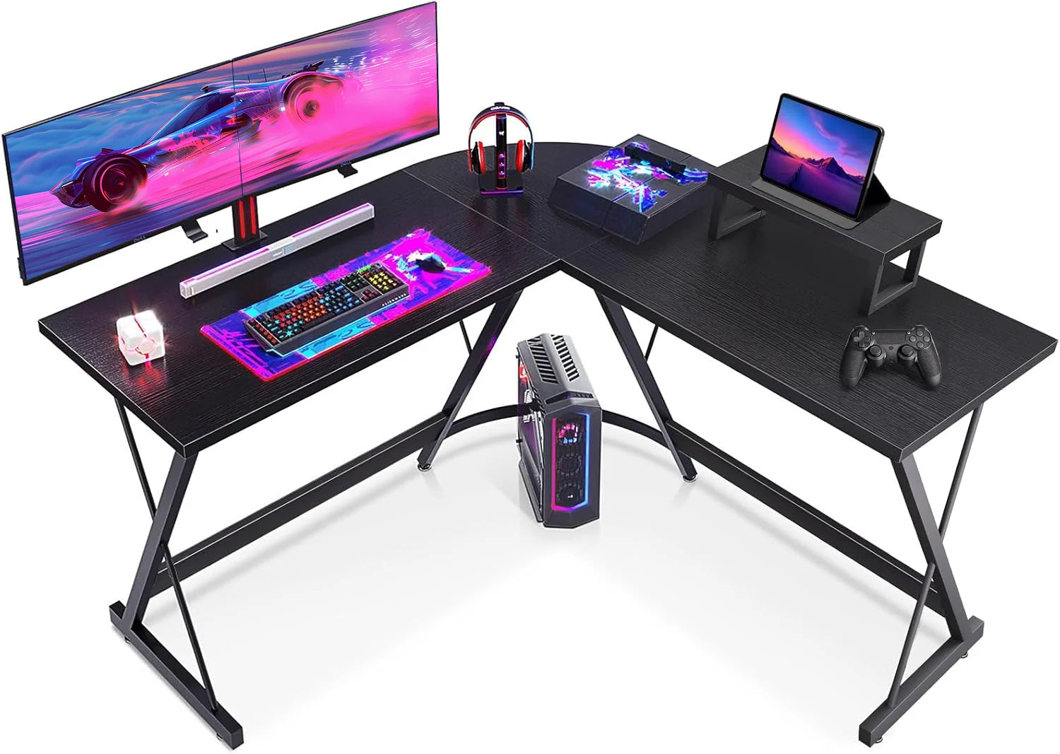 Coleshome Gaming Table, 127x127 cm Gaming Desk Corner Desk for Gamers, Desk L