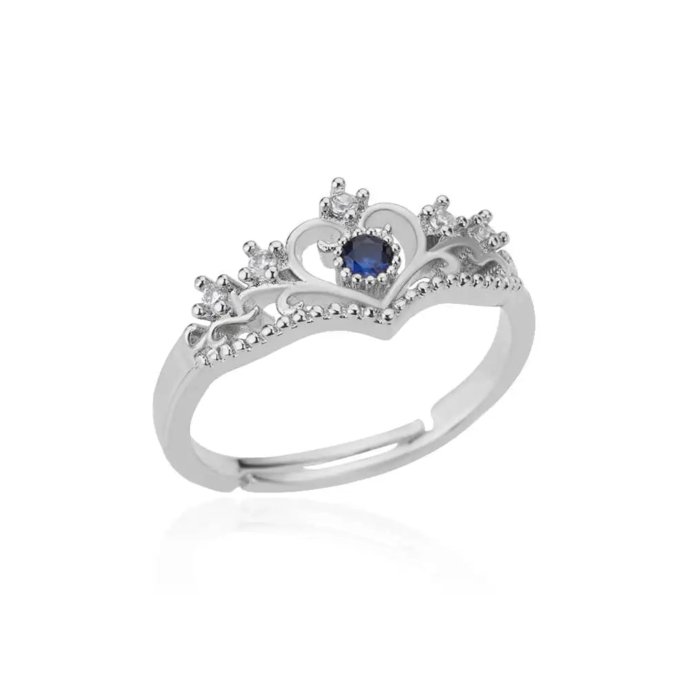 Blue Zircon Crown Rings For Women Stainless Steel Adjustable Crown Ring 2023 Trend Design Female Wedding Jewerly Free Shipping