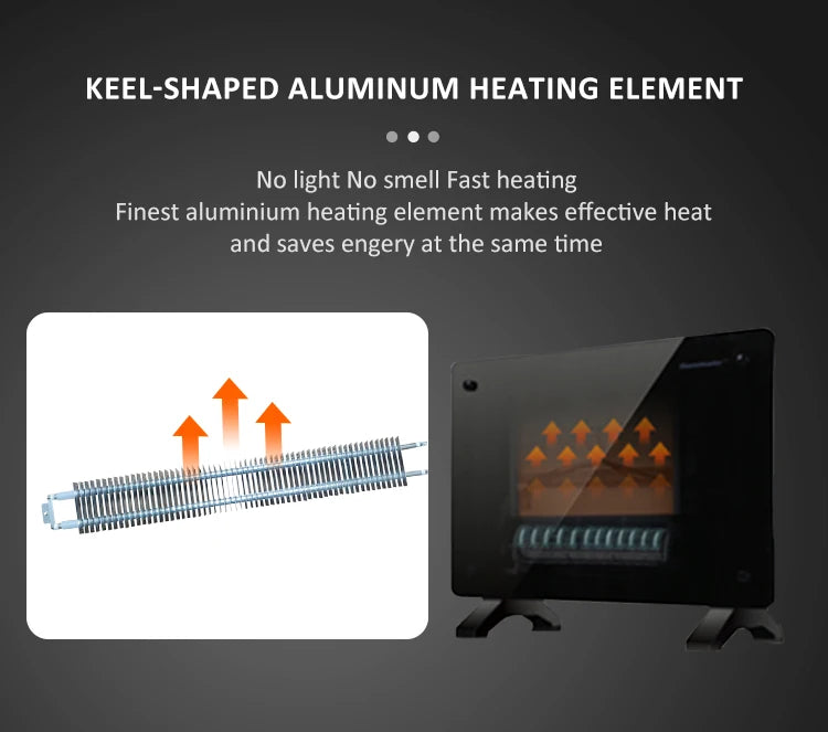 Home Bathroom Glass Convector Electric Wall Heater with Wifi App Control