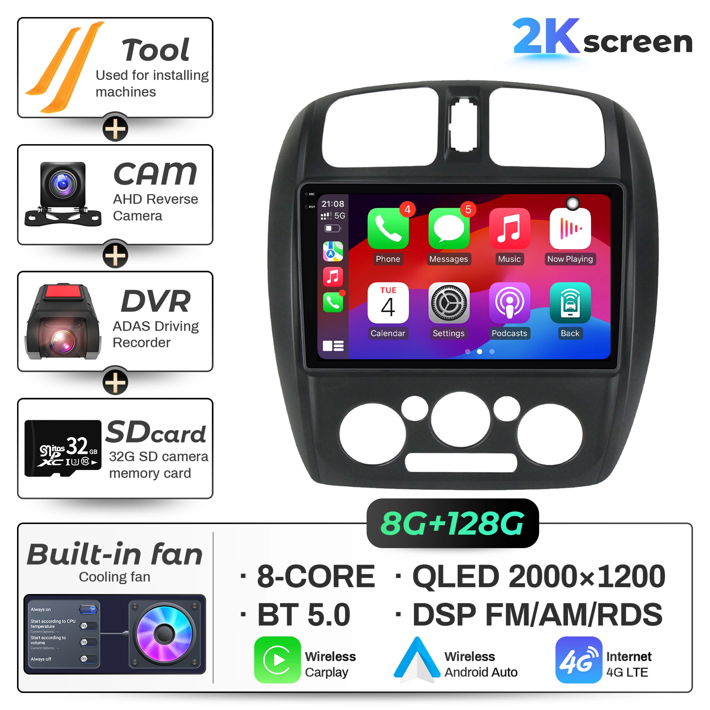9 inch For Mazda 323 BJ 2000-2003 Car Radio Android 16  Multimedia Navigation Head Unit BT Carplay 2K QLED Screen