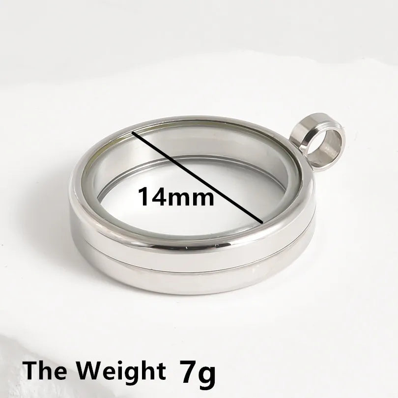 1Pc Stainless Steel Round Reliquary Photo Coin Holder Locket Pendant Openable Glass Cremation Urn Relicario Colgantes Jewelry