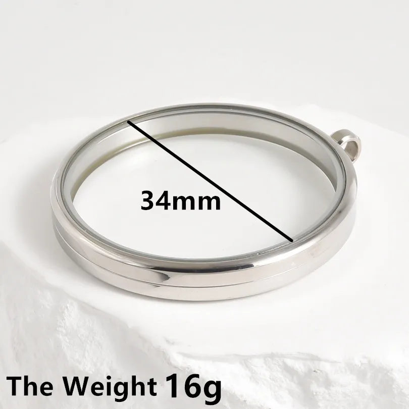 1Pc Stainless Steel Round Reliquary Photo Coin Holder Locket Pendant Openable Glass Cremation Urn Relicario Colgantes Jewelry
