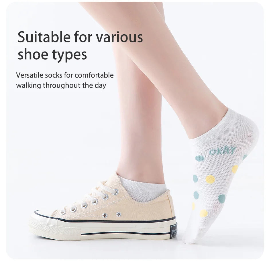 6 Pairs of Women Is Summer Thin Short Socks Sweet Cute Breathable Mesh Comfortable and Small Floral Fragments