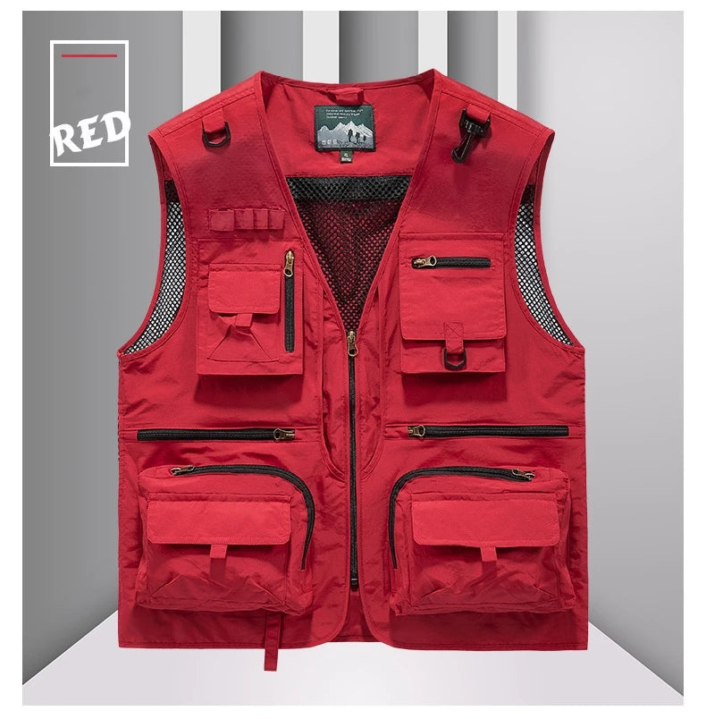 FGKKS Men Multi Pockets Vest Men's New Breathable Outdoor Fishing Vest Quality Design Leisure High Tech Male Jacket