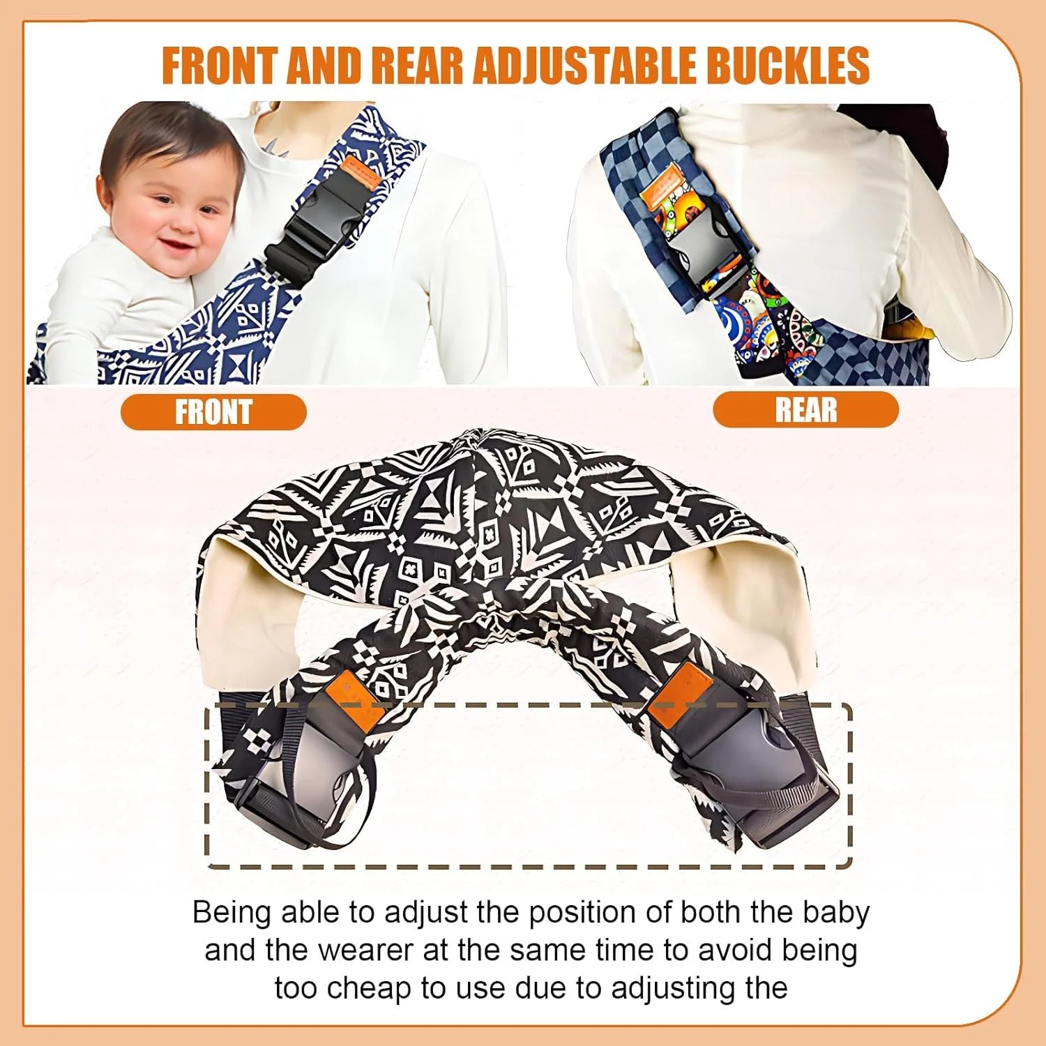 Baby Sling Carrier Toddler Carrier New Baby Sling Portable and Lightweight Sling Non-Slip Hip Seat Carrying 10-30lbs
