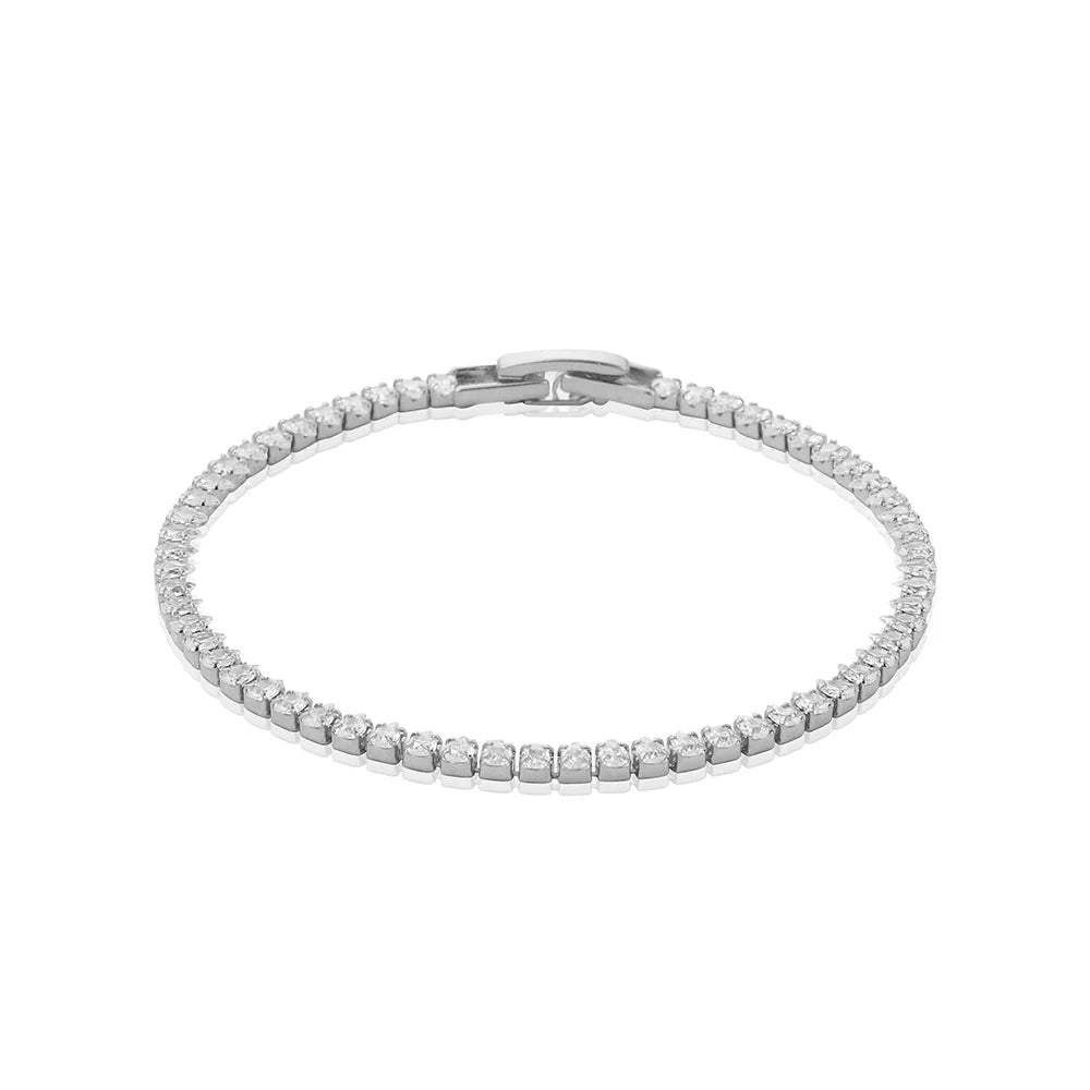 Sparkling Cubic Zircon Tennis Bracelets for Women Luxury Dainty Stackable Silver Color Chain Crystal CZ Banquet Wedding Jewelry