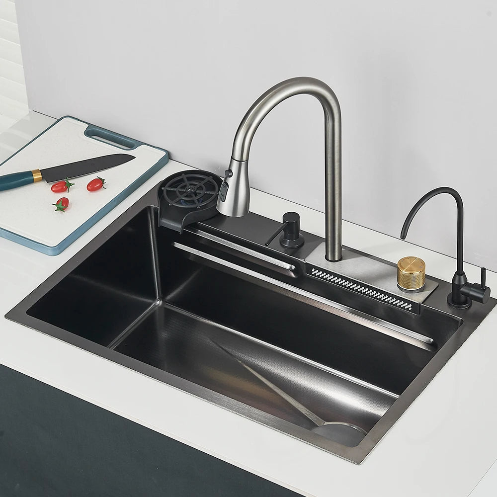 Stainless Steel Kitchen Sinks Recessed Sinks Kitchen Taps Sinks with Drains Kitchen Faucet Sink Sets